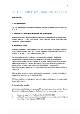 Standing Orders (August 2026)